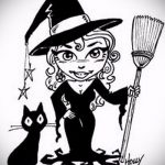 vázlat egy boszorkány tetoválásról 884 - a rajz egyedi változata, amely könnyen használható a feldolgozásra és a karon való boszorkány tetoválásként történő alkalmazásra