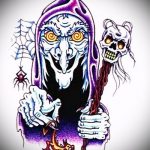 vázlat egy boszorkány tetoválásról 114 - egy rajz érdekes változata, amely jól használható feldolgozásra és boszorkánytetoválásként történő alkalmazásra a karon