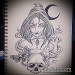 vázlat egy 196 -as boszorkány tetoválásról - a rajz méltó változata, amely sikeresen használható revízióhoz és alkalmazáshoz, mint boszorkány tetoválás a karon