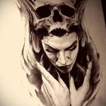 vázlat egy boszorkány tetoválásról 3 - a minta egyedi változata, amely sikeresen használható a koronában lévő boszorkány feldolgozására és tetoválásként történő alkalmazására