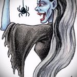 vázlat egy 683 -as boszorkány tetoválásról - a kép hűvös változata, amely jól használható revízióhoz és tetováló boszorkány inkvizícióként való alkalmazáshoz