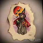 boszorkány tetoválás vázlata № 815 - a rajz exkluzív változata, amely jól használható a boszorkány tetoválásaként a seprűnyélre történő feldolgozásra és alkalmazásra