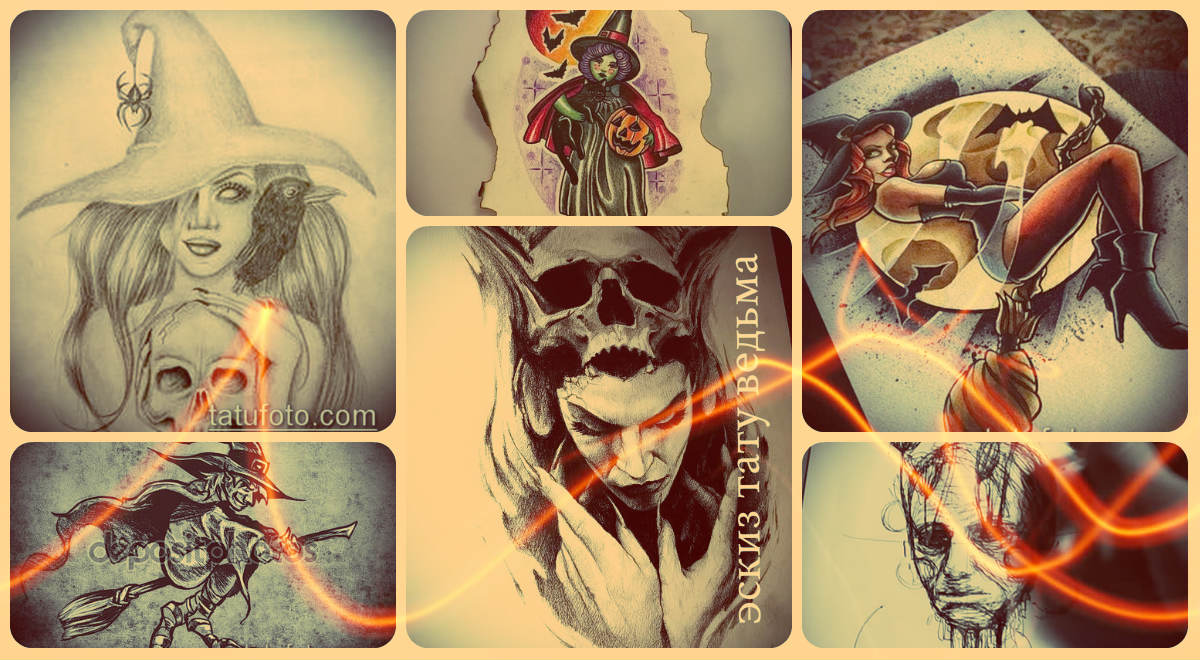 Boszorkány tetoválás vázlatok - klassz rajzok egyedi boszorkány tetoválásokhoz