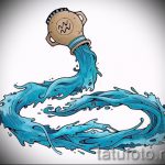 Достойна версия на скицата за татуировка Водолей - символът на Водолей (съзвездие) - рисунка за татуировка