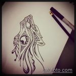 скица на татуировка на вълк # 945 - уникална версия на модела, която може успешно да се използва за финализиране и прилагане като татуировка на вълк върху момиче
