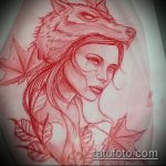 скица на татуировка на вълк # 742 - изключителна версия на модела, която може лесно да се използва за трансформиране и прилагане като татуировка на вълк на крака