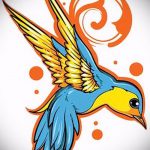 скица на татуировка на врабче # 603 - готина версия на рисунка, която може лесно да се използва за обработка и нанасяне като татуировка на врабче на китката