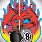 nyolcas tetoválás vázlata # 932 - a rajz exkluzív változata, amely sikeresen használható változtatásra és tetoválásként történő alkalmazásra 8 labda