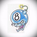 vázlat a nyolc tetoválásról # 241 a rajz klassz változata, amely sikeresen használható a finomításhoz és tetováláshoz 8 golyós mintaként