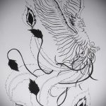 vázlat a 116 -os számú tűzmadár tetoválásról - a minta érdekes változata, amely sikeresen használható a módosítására és alkalmazására, mint egy tűzmadár tetoválása a hátán