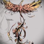 vázlat egy tűzmadár tetoválásról # 568 - a minta egyedi változata, amely sikeresen használható felülvizsgálatra és alkalmazásra, mint egy tűzmadár tetoválása az oldalon