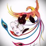 vázlat egy tűzmadár tetoválásról # 810 - a minta hűvös változata, amely jól használható egy tűzmadár átalakítására és tetoválására az oldalán