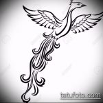 vázlat egy tűzmadár tetoválásról # 722 - a minta érdekes változata, amely könnyen használható a tűzmadár combon történő megváltoztatására és tetoválására