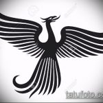 vázlat a tetováló tűzmadárról # 630 - a minta egyedi változata, amely könnyen használható feldolgozásra és alkalmazásra, mint egy tetováló tűzmadár a lábán