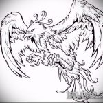 vázlat egy tűzmadár tetoválásról, 278. szám - a minta hűvös változata, amely sikeresen használható a tűzmadár feldolgozására és alkalmazására az oldalán, mint tetoválás
