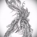 852 -es tetováló tűzmadár vázlata - a rajz méltó változata, amely sikeresen használható revízióhoz és tűzmadár felhelyezéséhez a lábára tetoválásként