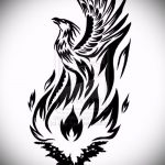 vázlat egy tűzmadár tetoválásról # 333 - a minta egyedi változata, amely sikeresen használható feldolgozásra és alkalmazásra, mint egy tűzmadár tetoválása a combon