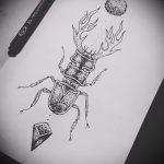 vázlat egy bogár tetoválásról # 927 - a rajz méltó változata, amely sikeresen használható a bogár tetoválásához a vállon