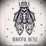 A bogár tetoválás vázlata # 938 a minta hűvös változata, amely könnyen használható bogár tetoválásként a középső ujjra