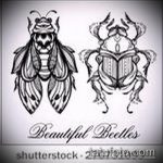 vázlat egy bogár tetoválásról # 842 - a minta exkluzív változata, amely sikeresen használható feldolgozásra és alkalmazásra bogár tetoválásként az ujján