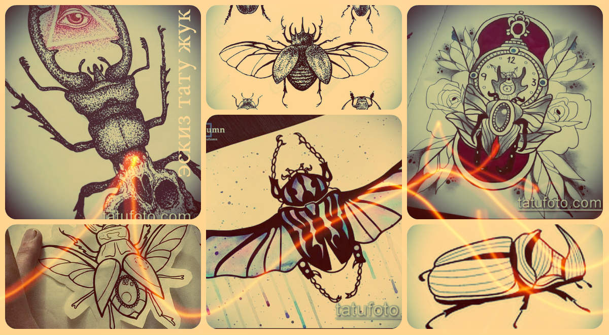 Bogár tetoválás vázlatok - klassz rajzok a kiválasztáshoz és a testen való alkalmazáshoz