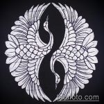 скица на татуировка на кран №807 - готина версия на чертежа, която може лесно да се използва за преразглеждане и рисуване на татуировка на оригами кран като скица