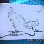 скица на татуировка на кран №534 - изключителна версия на рисунката, която може успешно да се използва за промяна и рисуване на татуировка на оригами кран като скица