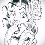 Stílusos változata kígyó vázlat tetoválás - lehet használni egy kígyó tetoválás virágokkal