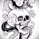 A kígyó vázlat tetoválás stílusos változata - kígyó tetováláshoz használható