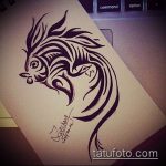 Az aranyhal tetoválás vázlata # 548 a minta érdekes változata, amely sikeresen használható a nyakon lévő aranyhal tetoválásaként történő feldolgozására és alkalmazására