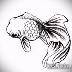 Aranyhal tetoválás vázlata # 15 egy rajz hűvös változata, amely sikeresen használható a felülvizsgálathoz és az aranyhal tetoválásához a lábán