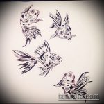 A 429 -es számú aranyhal tetoválásának vázlata a rajz méltó változata, amely könnyen használható változtatásra és aranyhal tetoválására a lábán