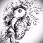 A 318 -as számú aranyhal tetoválás vázlata a minta hűvös változata, amely sikeresen használható változtatásra és aranyhal tetoválására a karon