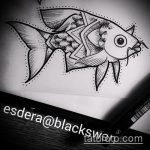 Aranyhal tetoválás vázlata # 841 - a minta egyedi változata, amely könnyen használható változtatásra és tetoválásként egy aranyhal hátára