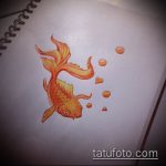 Aranyhal tetoválás vázlata # 774 a minta egyedi változata, amely sikeresen használható módosítására és alkalmazására, mint egy aranyhal tetoválása a csuklón