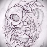 A 114 -es számú aranyhal tetoválás vázlata egy rajz hűvös változata, amely sikeresen használható az aranyhal akvarell feldolgozására és tetoválásként történő alkalmazására