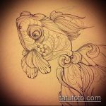 Aranyhal tetoválás vázlata №323 - a minta egyedi változata, amely sikeresen használható az aranyhal és a lótusz tetoválásaként történő módosítására és alkalmazására