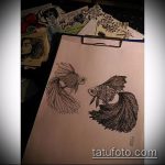 Aranyhal tetoválás vázlata # 724 a minta exkluzív változata, amely jól használható az aranyhal koronában történő átalakítására és tetoválására