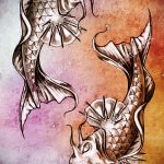 Aranyhal tetoválás vázlata # 262 a minta hűvös változata, amely sikeresen használható módosítására és alkalmazására, mint egy aranyhal tetoválása a karon