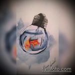 Aranyhal tetoválás vázlata a 110 -es számmal - a minta méltó változata, amely jól használható módosítására és alkalmazására, mint egy aranyhal tetoválása a karon