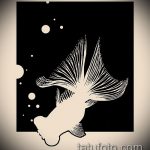 Aranyhal tetoválás vázlata # 920 a minta klassz változata, amely sikeresen használható a feldolgozásra és az aranyhal tetoválására a lábon