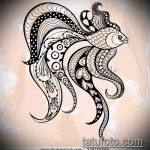 Aranyhal tetoválás vázlata № 454 - a minta egyedi változata, amely jól használható grafikák megváltoztatására és rajzolására, mint haltetoválás