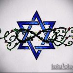 A TATTOO STAR OF DAVID №316 vázlata - a rajz egyedi változata, amely könnyen használható Dávid csillagának finomítására és tetoválásként történő alkalmazására a bordákon