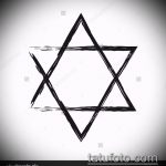 DAVID TATTOO № 376 csillag vázlata - a rajz hűvös változata, amely sikeresen használható a Dávid -csillag tetoválás finomítására és felhelyezésére a könyökre