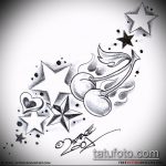 A csillag tetoválás vázlata a kulcscsonton # 997 a minta klassz változata, amely sikeresen használható a lányok kulcscsontjainak finomítására és csillagtetoválásként történő alkalmazására