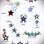 A csillag tetoválás vázlata a kulcscsonton # 633 a minta klassz változata, amely sikeresen használható a csillagok finomítására és tetoválására a lányok kulcscsontján