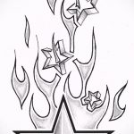 A csillag tetoválás vázlata a kulcscsonton # 535 a minta méltó változata, amelyet sikeresen lehet finomítani és csillagtetoválásként alkalmazni a kulcscsonton, közelebb a nyakhoz