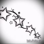 A csillag tetoválás vázlata a kulcscsonton # 173 a minta érdekes változata, amely könnyen használható változtatásra és csillagtetoválásként a kulcscsonton, a nyakhoz közelebb