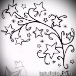 A csillag tetoválás vázlata a kulcscsonton # 134 a minta egyedi változata, amely sikeresen használható a kulcscsontok és a térd csillagtetoválásához és feldolgozásához.