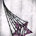 A csillag tetoválás vázlata a kulcscsonton # 383 a minta hűvös változata, amely sikeresen használható a kulcscsontra és a térdre vonatkozó csillagtetoválás feldolgozására és alkalmazására